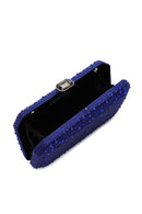 Women's Blue Long Chain Strap Stoned Clutch Bag | Derimod