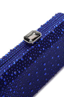 Women's Blue Long Chain Strap Stoned Clutch Bag | Derimod