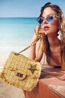 Women's Yellow Long Strap Shoulder Bag with Accessories | Derimod