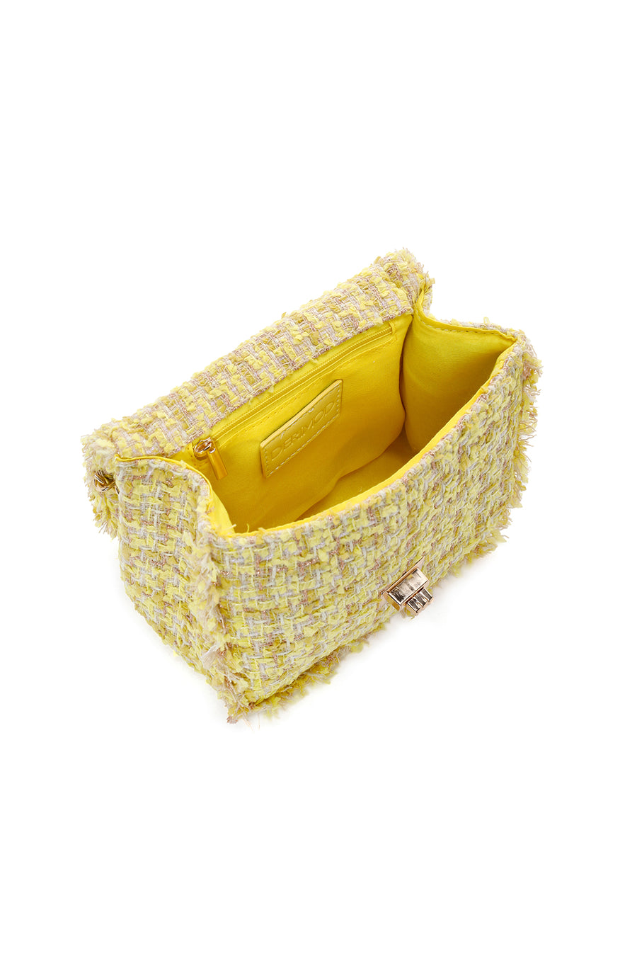 Women's Yellow Long Strap Shoulder Bag with Accessories