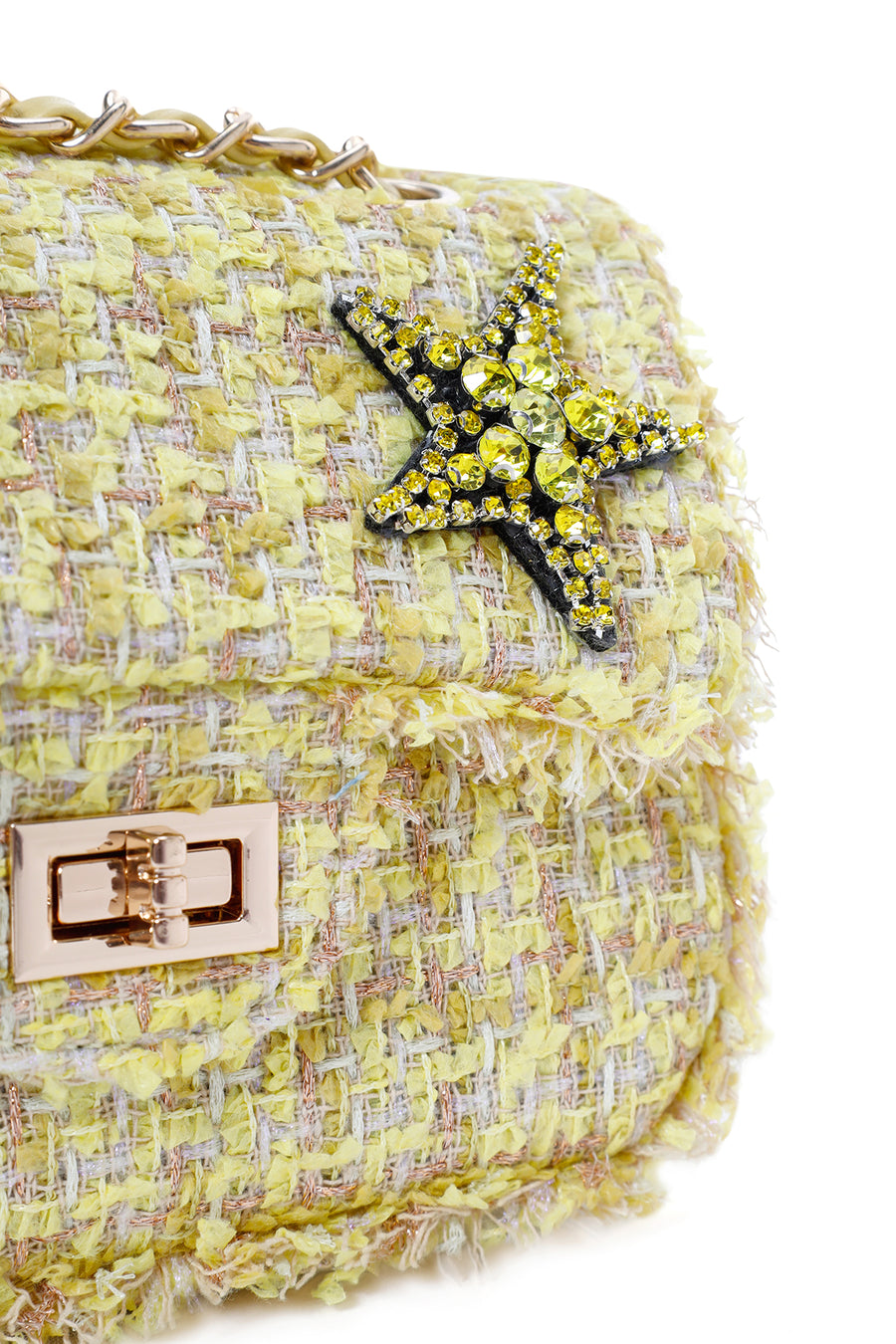 Women's Yellow Long Strap Shoulder Bag with Accessories