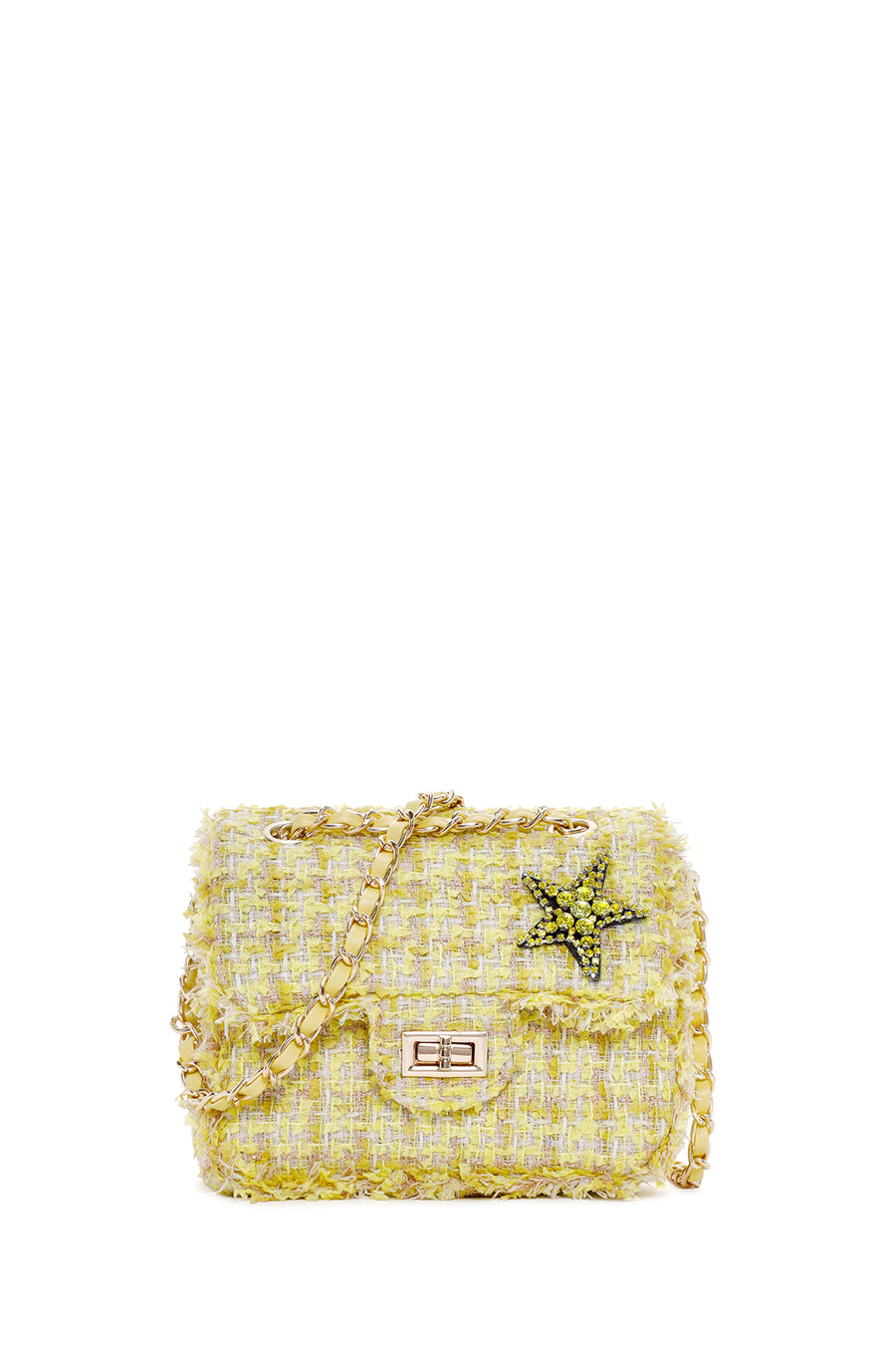 Women's Yellow Long Strap Shoulder Bag with Accessories