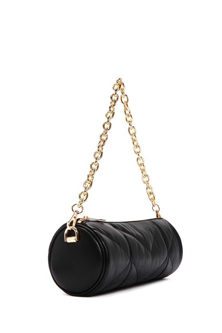 Women's Black Long Strap Quilted Shoulder Bag