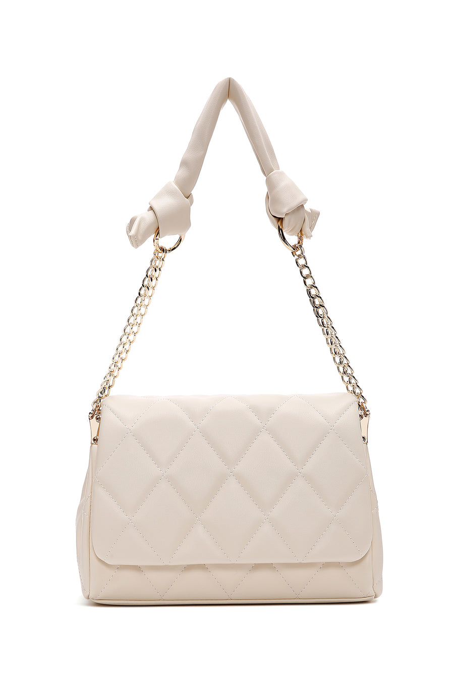 Women's Cream Quilted Shoulder Bag