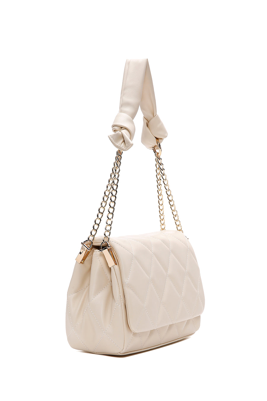Women's Cream Quilted Shoulder Bag