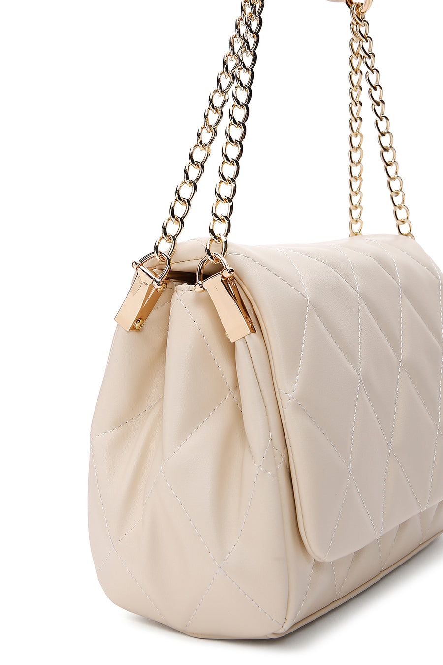 Women's Cream Quilted Shoulder Bag