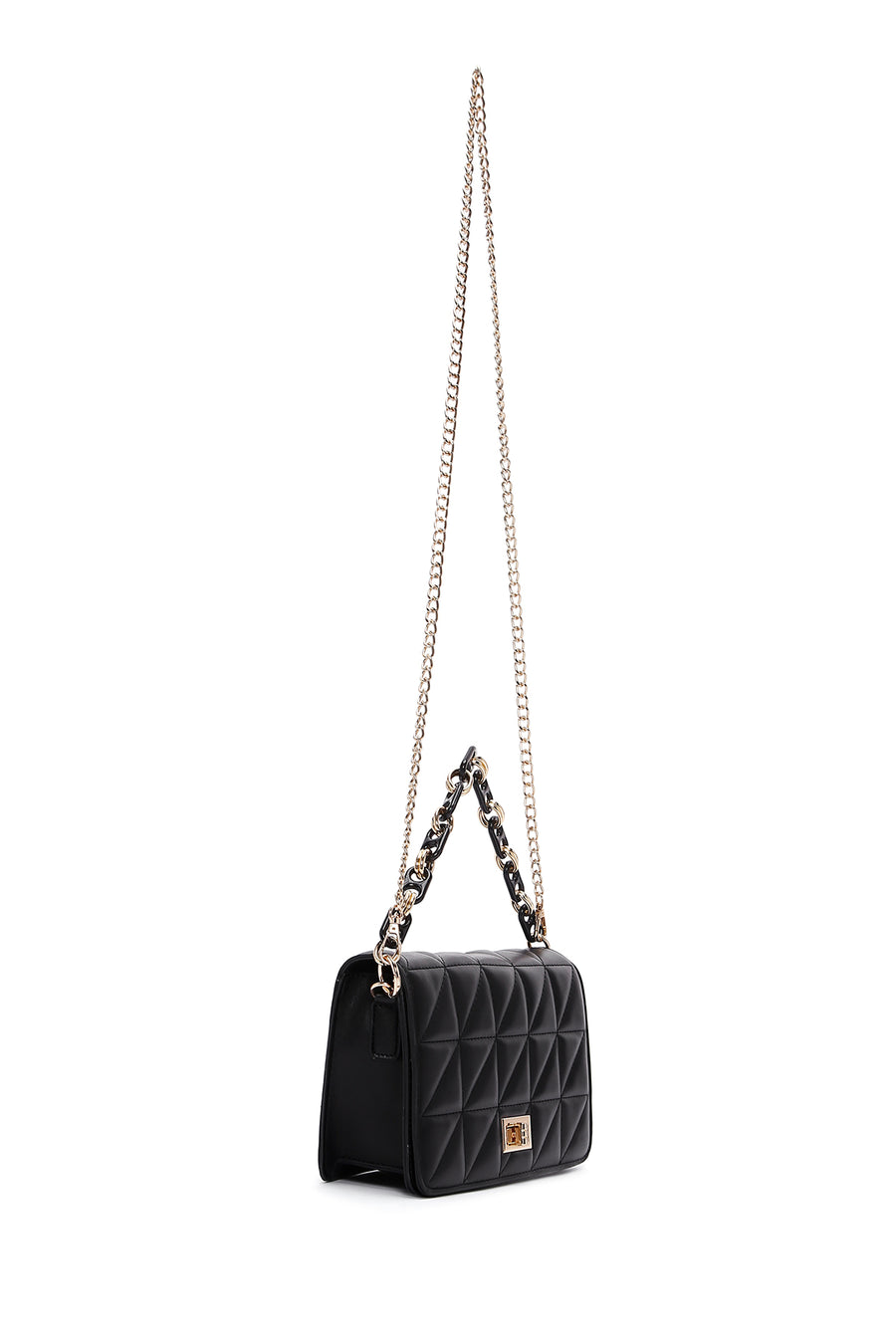 Women's Black Long Strap Quilted Crossbody Bag