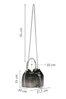 Women's Black Long Chain Strap Stone Cross Bag | Derimod