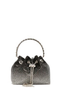 Women's Black Long Chain Strap Stone Cross Bag | Derimod