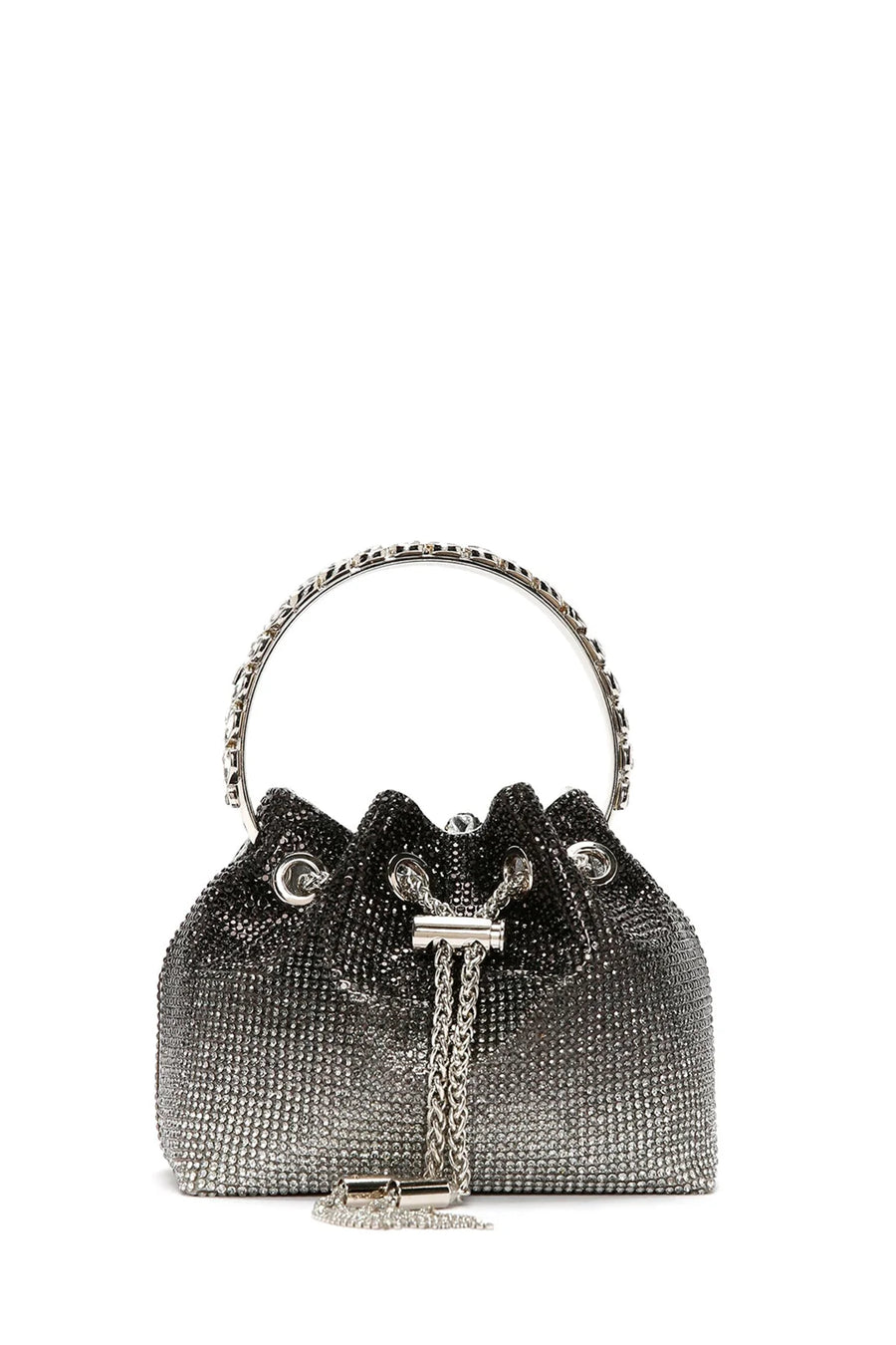 Women's Black Long Chain Strap Stone Cross Bag