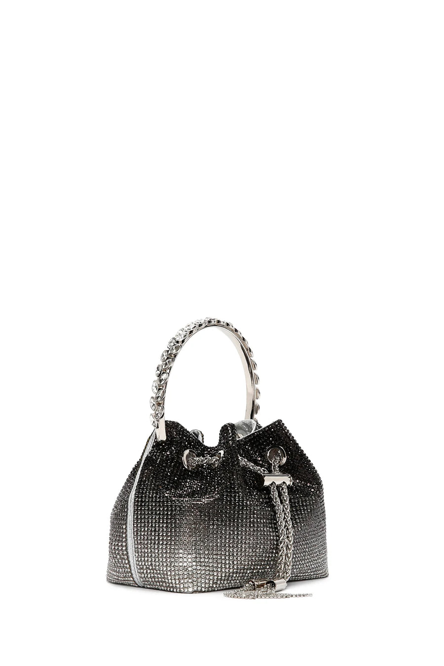 Women's Black Long Chain Strap Stone Cross Bag