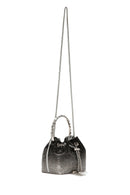 Women's Black Long Chain Strap Stone Cross Bag | Derimod