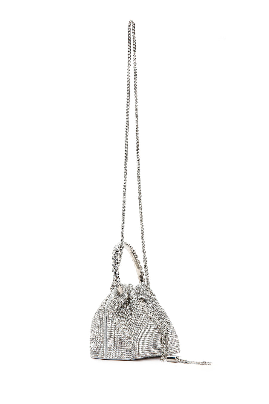 Women's Silver Long Chain Strap Stone Cross Bag
