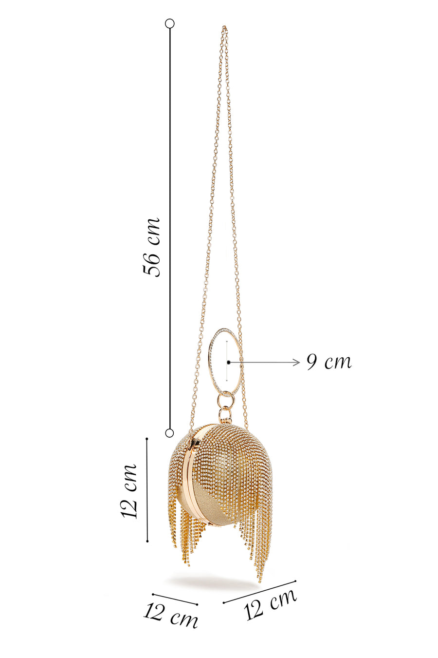 Women's Gold Long Chain Strap Stone Cross Bag