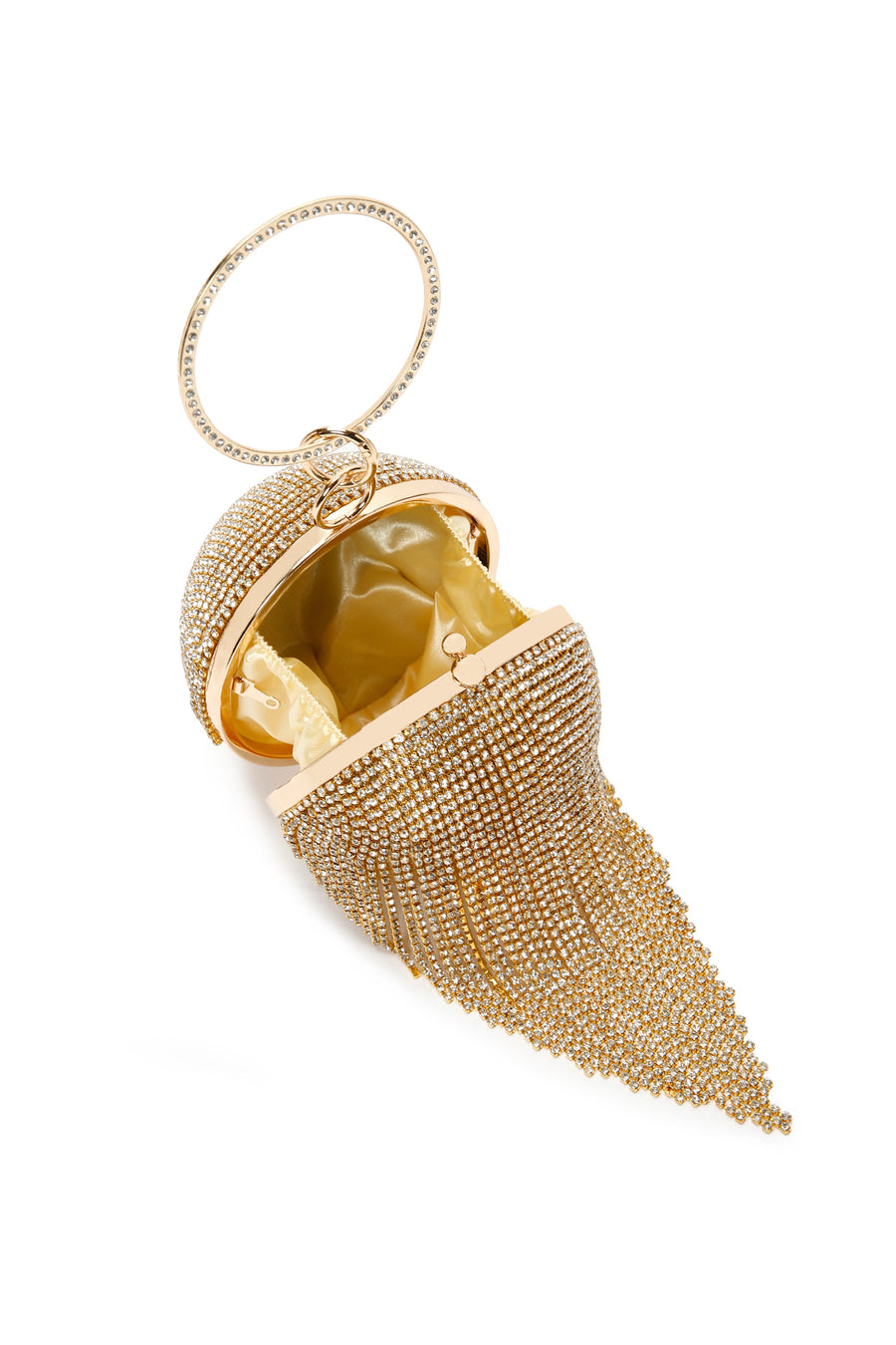 Women's Gold Long Chain Strap Stone Cross Bag