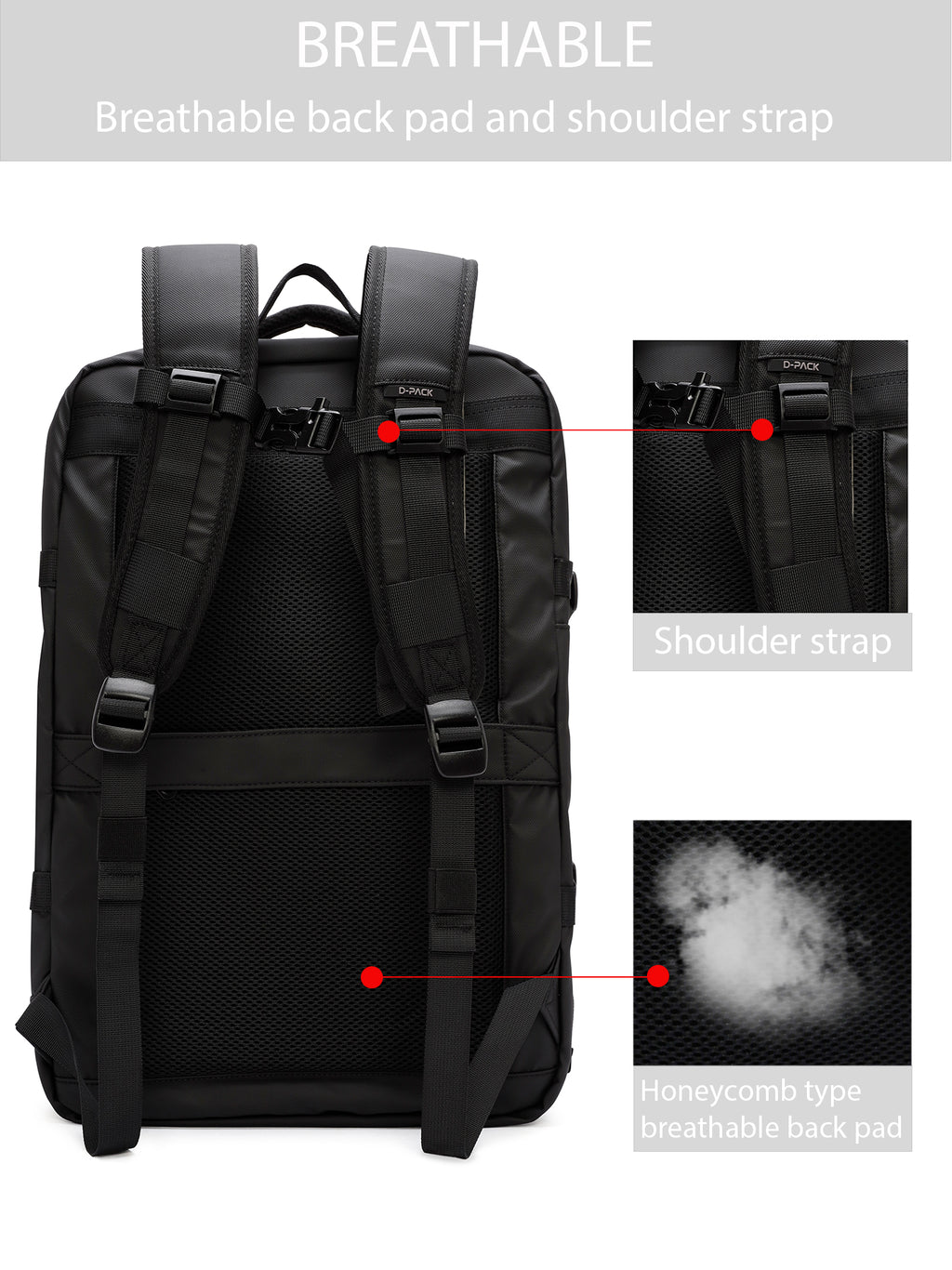D-Pack Unisex Siyah Teknolojik Kumaş Sırt Çantası