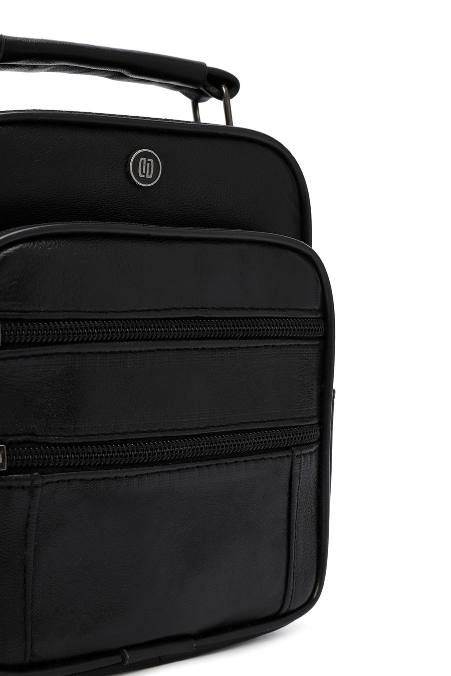 Men's Black Long Strap Leather Handbag