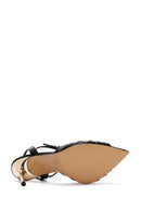Women's Black Ankle Strap Thin Heeled Leather Sandals | Derimod
