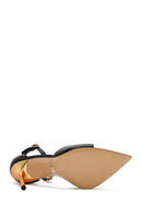 Women's Black Ankle Strap Thin Heeled Leather Shoes | Derimod