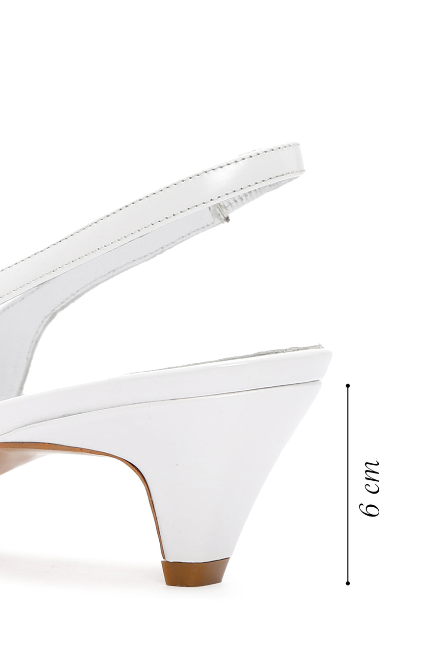 Kadın Beyaz Arkası Açık Kısa Topuklu Deri Stiletto