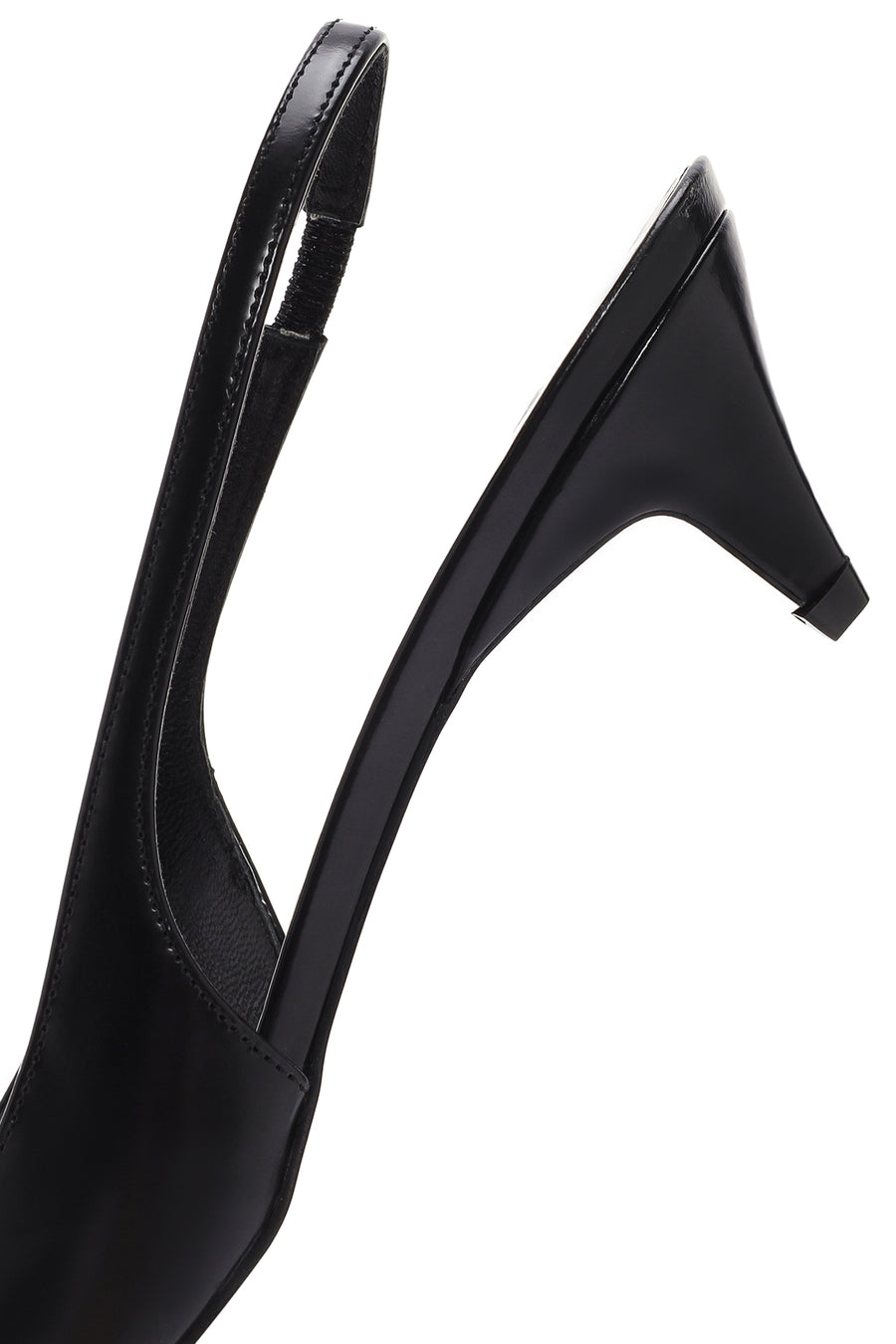 Kadın Siyah Arkası Açık Kısa Topuklu Deri Stiletto