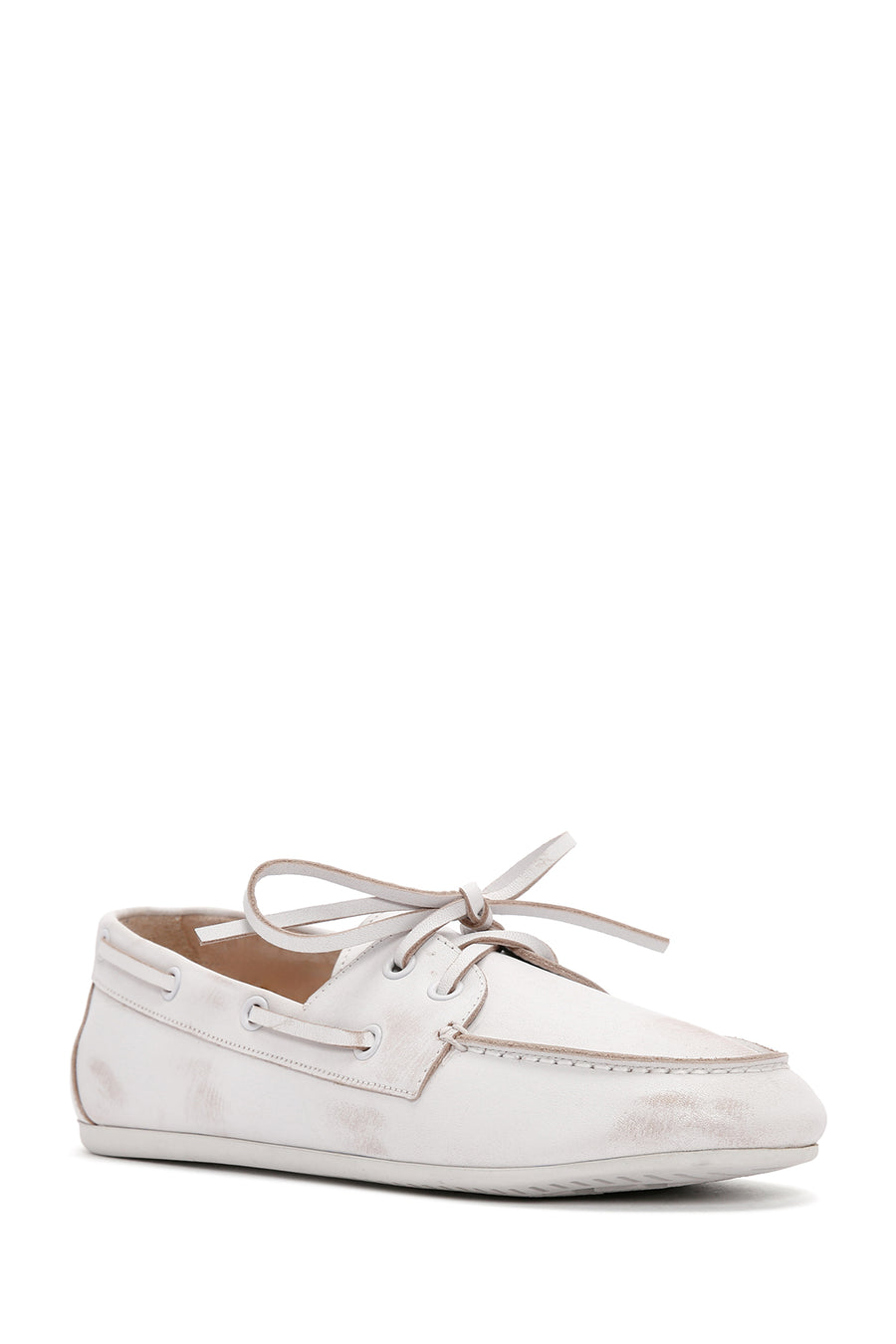 Kadın Beyaz Deri Maskülen Loafer