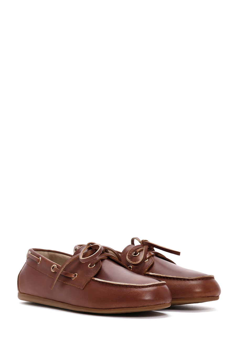 Kadın Taba Deri Maskülen Loafer