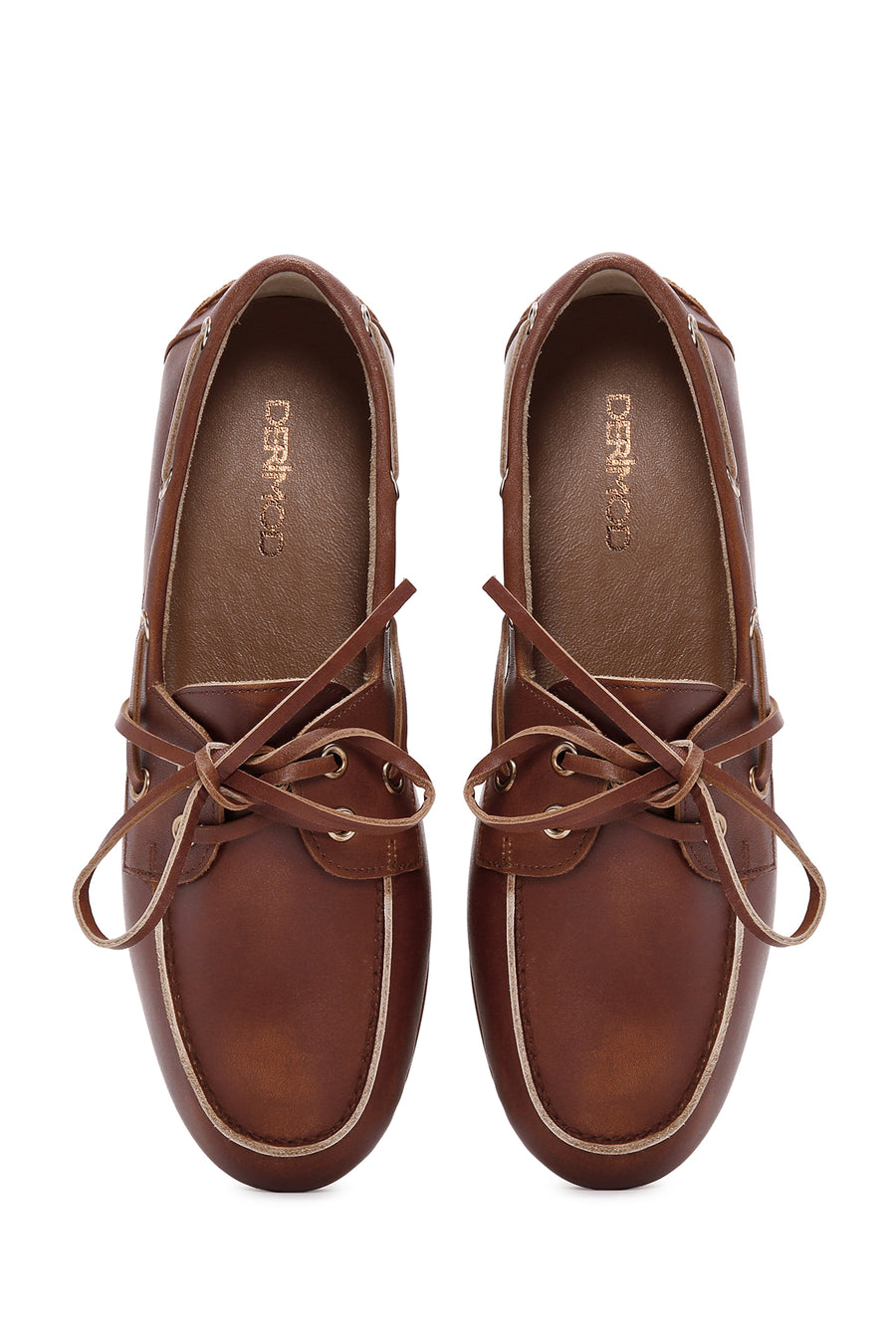 Kadın Taba Deri Maskülen Loafer