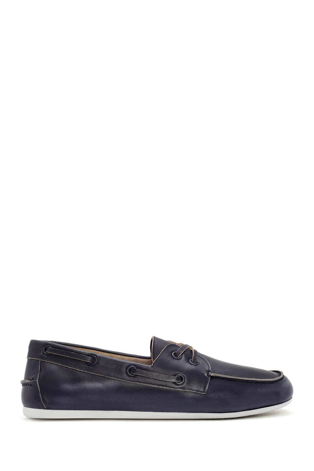 Kadın Lacivert Deri Maskülen Loafer