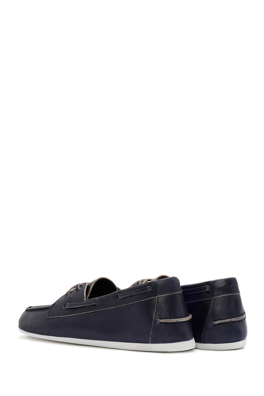 Kadın Lacivert Deri Maskülen Loafer