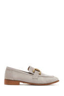 Women's Beige Suede Leather Masculine Loafer | Derimod