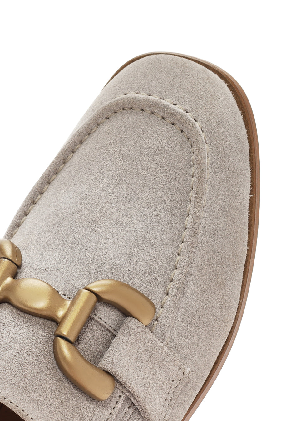 Women's Beige Suede Leather Masculine Loafer