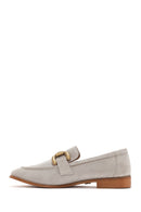 Women's Beige Suede Leather Masculine Loafer | Derimod