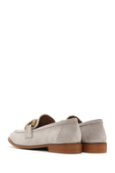 Women's Beige Suede Leather Masculine Loafer | Derimod