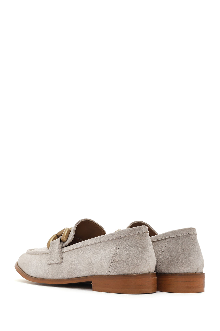 Women's Beige Suede Leather Masculine Loafer