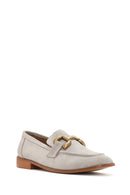 Women's Beige Suede Leather Masculine Loafer | Derimod