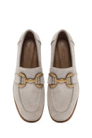 Women's Beige Suede Leather Masculine Loafer | Derimod