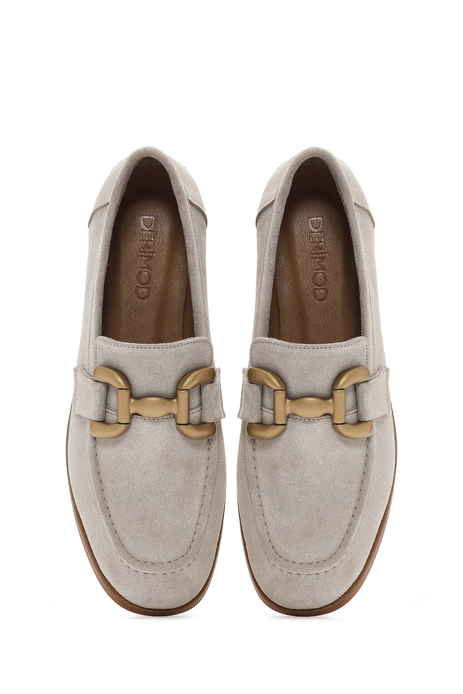 Women's Beige Suede Leather Masculine Loafer