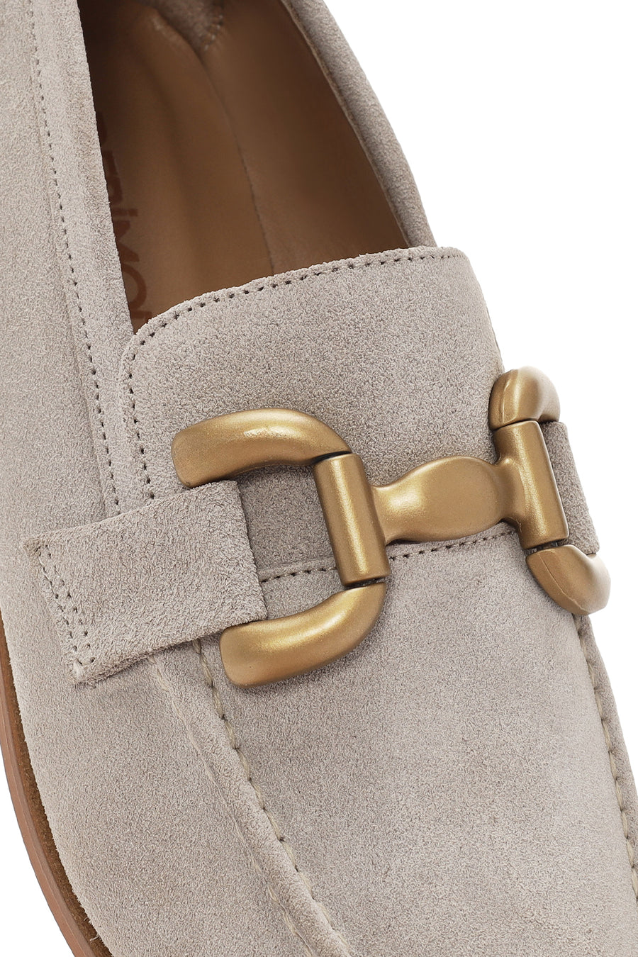 Women's Beige Suede Leather Masculine Loafer