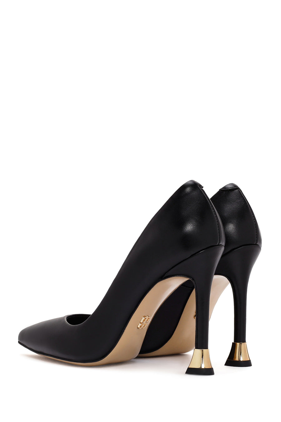 Kadın Siyah İnce Yüksek Topuklu Deri Stiletto