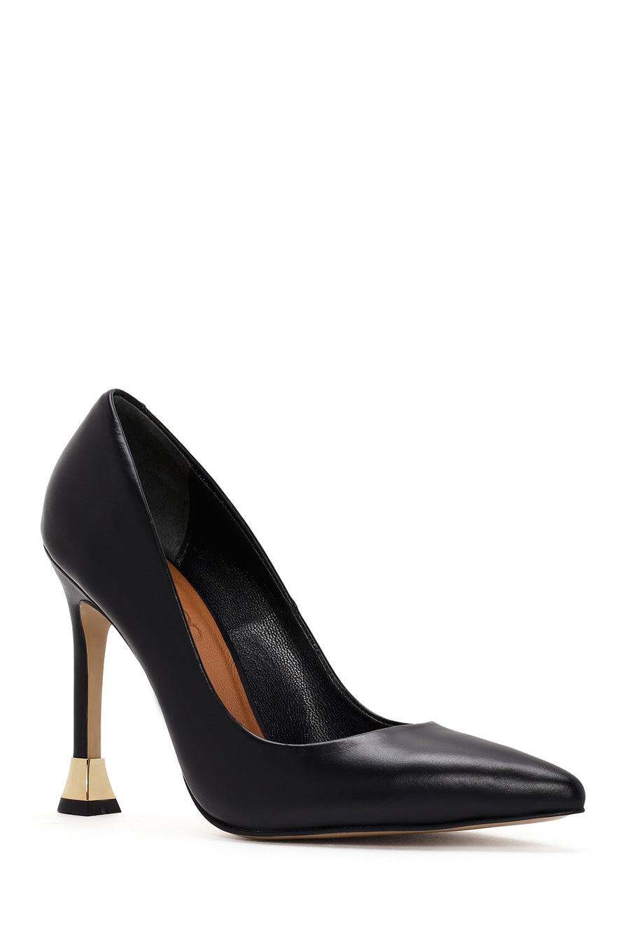 Kadın Siyah İnce Yüksek Topuklu Deri Stiletto