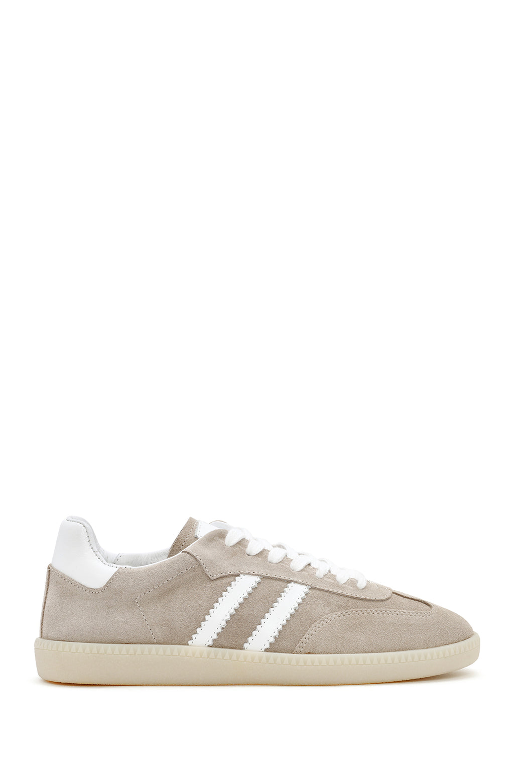Kadın Bej Bağcıklı Süet Deri Sneaker