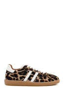 Kadın Leopar Bağcıklı Deri Sneaker | Derimod