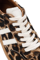 Kadın Leopar Bağcıklı Deri Sneaker | Derimod