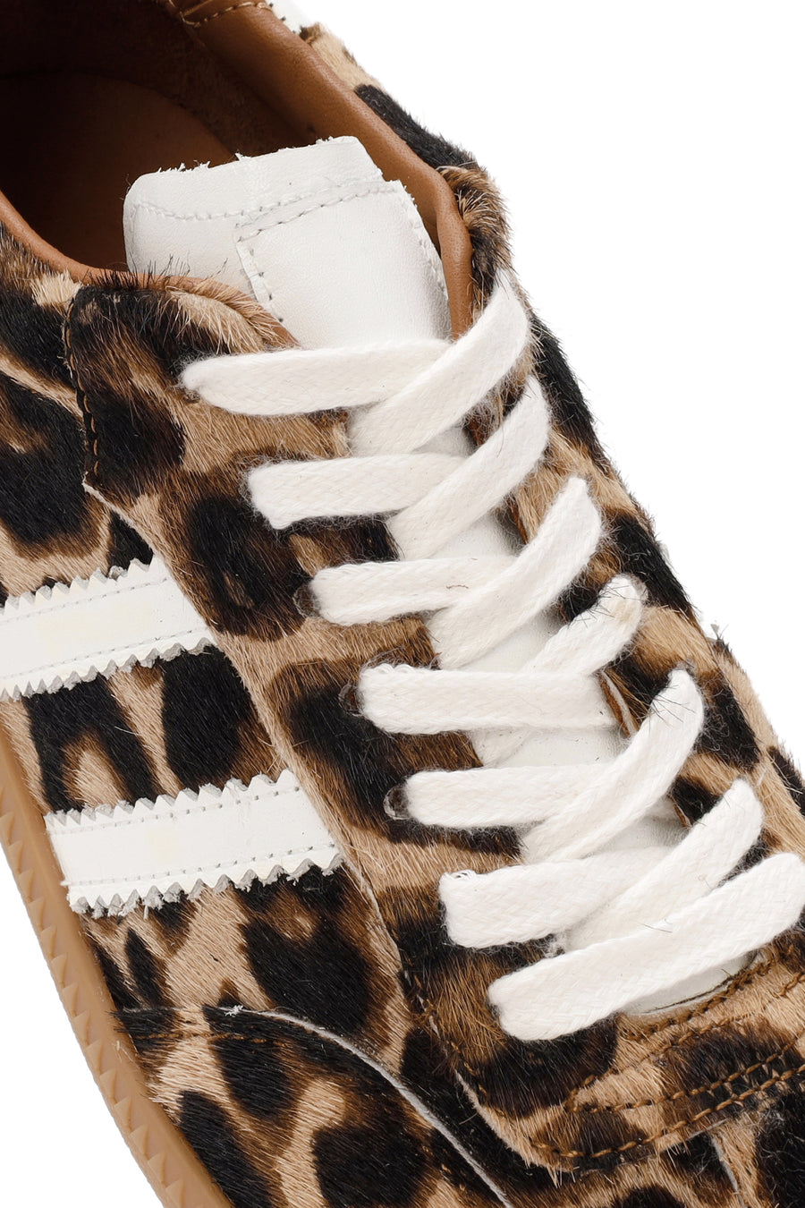 Kadın Leopar Bağcıklı Deri Sneaker