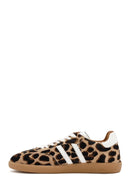 Kadın Leopar Bağcıklı Deri Sneaker | Derimod