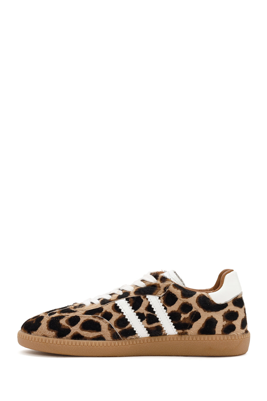 Kadın Leopar Bağcıklı Deri Sneaker