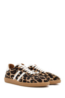Kadın Leopar Bağcıklı Deri Sneaker | Derimod