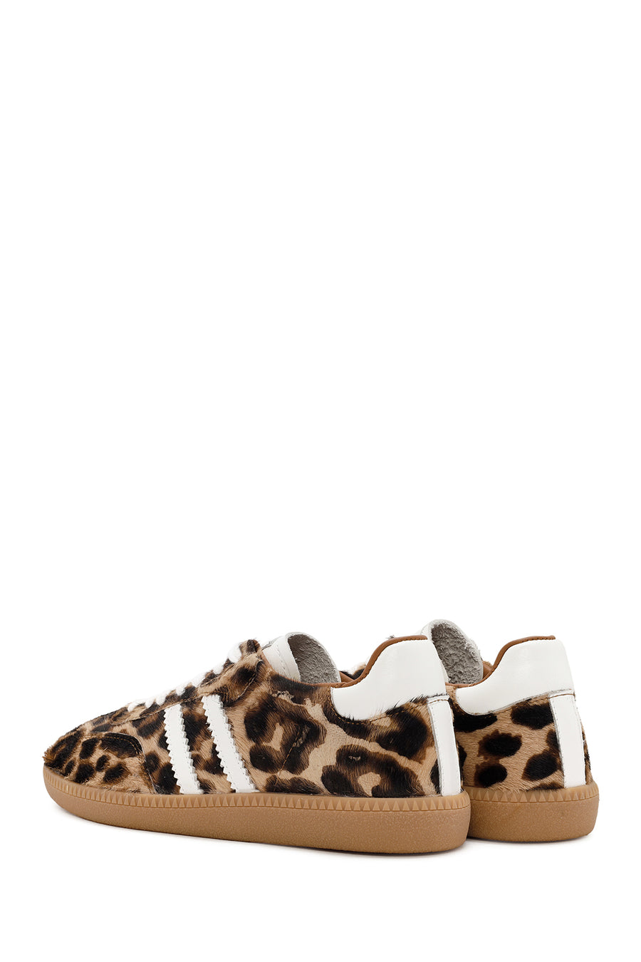 Kadın Leopar Bağcıklı Deri Sneaker