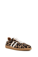 Kadın Leopar Bağcıklı Deri Sneaker | Derimod